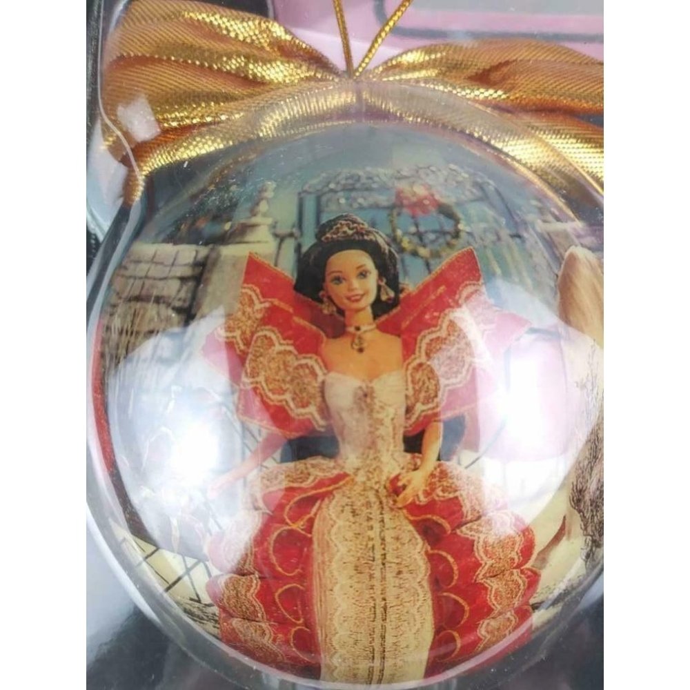 Barbie Christmas holiday ornament vintage decoupage 4" with stand NIB 1997 horse